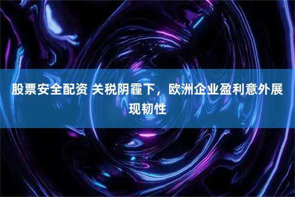 股票安全配资 关税阴霾下，欧洲企业盈利意外展现韧性